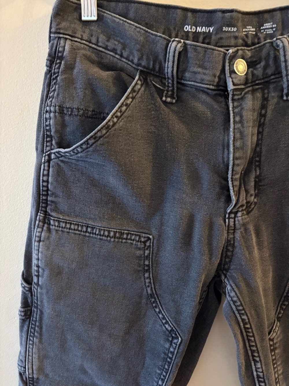Old Navy Men's Washed Black Slim Straight Utility Jeans, Sz 30. - Picture 3 of 12